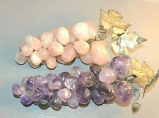2 Grape Clusters Natural Stones Amethyst Quartz Rose Crystal