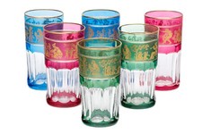 Val Saint Lambert Multi-Colored Tumbler  Danse de Flore Glasses