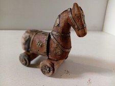 Wooden Horse and Indian Canvas on Wheels First Toys 1/24