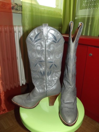 Bottes santiag cuir gris - bottes,