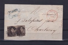 [LM77195] Belgium Cover N°1 (2x) P29 Courtrai to Charleroi 03/12/1849 UNG