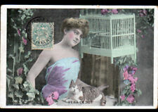ARTIST / Miss VERA LEDOT with CAT & BIRD CAGE in 1906