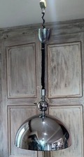Italy 1970 Chandelier Lamp Hanging Space Age UFO Metal Chrome