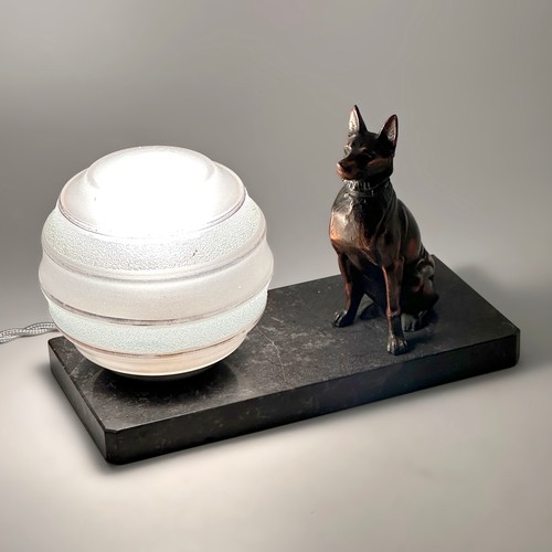 Lampe marbre verre chien en - chien,