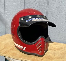 Old Vintage Dirt Bike Motocross Off-Road 1981 BELL MOTO 3 Red Motorcycle Helmet