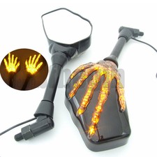 retroviseur moto guidon mirror moto skull chopper custom miroirs clignotant