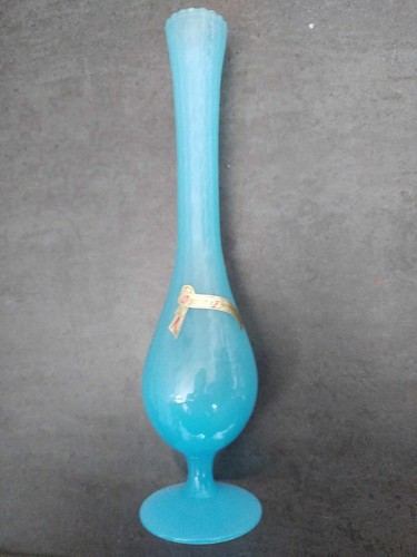 Ancien vase opaline bleu - vase,