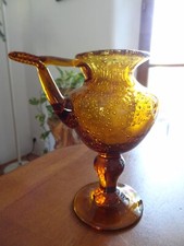 ancienne lampe à huile en verre bullé signée Biot