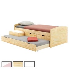 Lit gigogne fonctionne tiroir-lit 90x190cm avec 3 tiroirs en pin massif