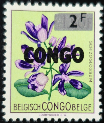 Timbre congo belge fleurs - timbre,