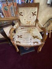 Arm Chair Mid Century French Walnut Louis XV Fauteuil Double Cushion & Tassels