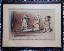 Cecil Aldin "Grace After Meat" Delightful Terrier Dog FRAMED Print 52 x39.5cm