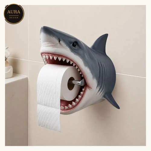 Porte rouleau mural - mural, requin
