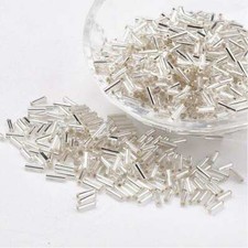 LOT DE 500 PERLES DE ROCAILLE TUBE ARGENT 5 mm - CREATION BIJOUX