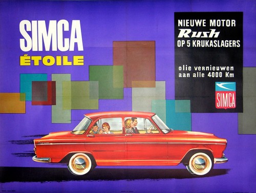 Affiche ancienne simca etoile - simca,