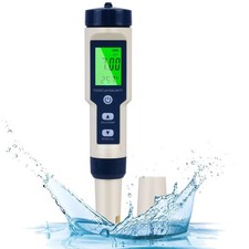 PH Meter, 5-in-1 PH/TDS/EC/Salinity/Temperature Water Quality Tester, LCD Green