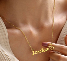 Personalized Name Custom Letter Pendant 18" Chain Solid Metal 925 Silver For Her