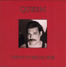 Queen I Want To Break Free 7" vinyl UK Emi 1984 Freddie mercury gold print card