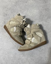 Authentic Isabel Marant BEKETT SNEAKERS suede Leather Wedge in white