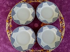 4 Assiettes Plates Moulin des loups et Hamage Orchies Pantin Art Déco Bleu 22cm
