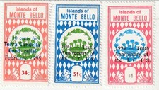 islands of Monte Bello - Three different values with o/p's 1994-95(M).