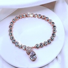 Made with SWAROVSKI crystal water drop 18k rose gold filled tennis bracelet