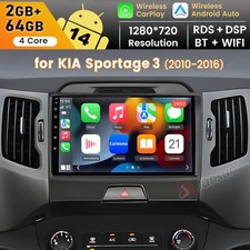 64GB For Kia Sportage 2010-2016 Carplay Car Stereo Radio GPS WIFI Android 14 RDS