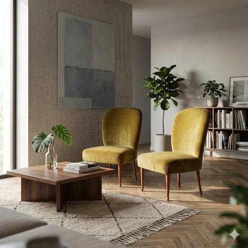 Fauteuils vintage velours - vintage,
