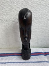 Ancienne Tête Africaine En Bois Ébène ? Deco Art Africain Souvenir Voyage 
