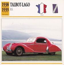 TALBOT-LAGO S.S. - FRANCE 1938 / 39 - CARTE COLLECTOR VOITURE OLDTIMER