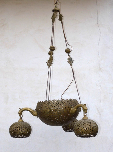 Ancien grand lustre - grand, laiton