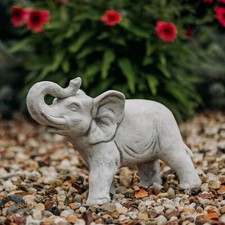 Statuette éléphant en pierre H.28 cm 38 x 18 cm gris 10 kg béton blanc résist...