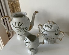 Ancien Sucrier Théière Pot À Lait Décors De Gui Déco Table Noël MEHUN PORCELAINE