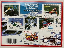 Timbres France feuillet F4329 Championnats du monde ski alpin 2009 NEUF