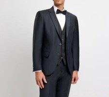 Izac Ceremony Suit Jacket Navy Blue Men's Two Button Front  - 38R