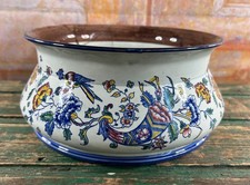 Antique Gien earthenware planter - decor flowers and birds 19th century 21cm