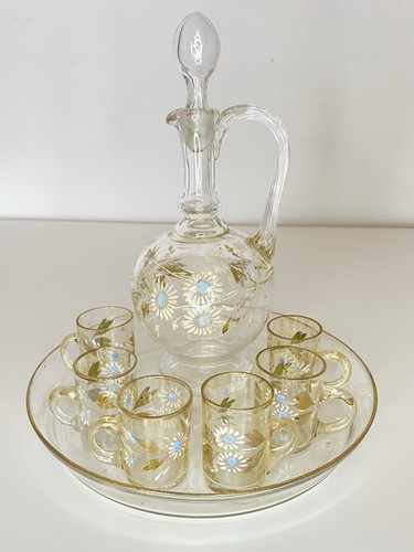Service liqueur verre emaille
