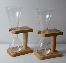 Lot of 2 Belgian Collector Beer Glasses with Wooden Base KWAK / Excellent Condition
