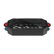 Vintage Staub Black Enameled Cast Iron Flat Heater with Candles / Red Handles