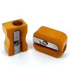 Two Vintage Bakelite Pencil Cutters Brown Beige Camel 1930s