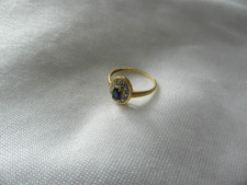 Bague alliance en or massif jaune et blanc 18 K / saphir et éclats de diamants