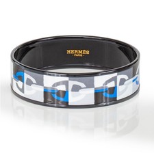 Auth. HERMES Bracelet Bangle Optique Chaine Ancre - EPVD - 65-16mm Blue NEW