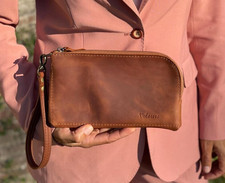Pochette femme cuir véritable