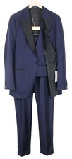 Costume Lazio Pour Homme UK40L Bleu Slim S130 Laine Tux 3 Pièces Formelles