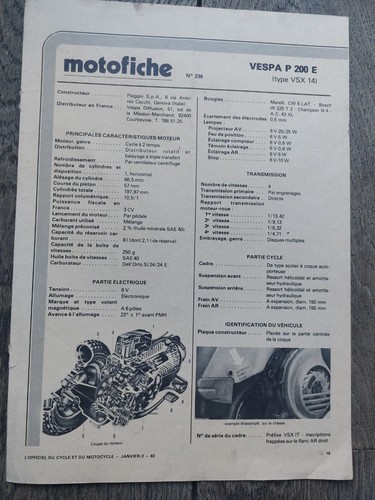 Motofiche vespa 2336 200 - p, e