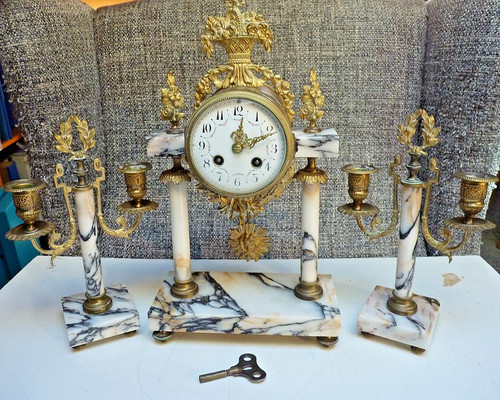 Pendule portique bronze doré - pendule,