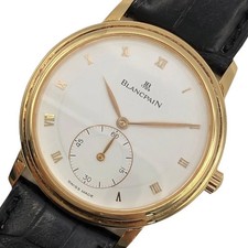 Blancpain Ultra-Slim B7001-1418-55 White K18YG/Leather Strap #1149