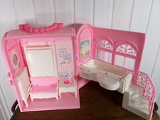 Barbie Maison rose Pliable valise chambre + salle de bain 1998