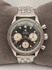 Vintage 1970s Zodiac Sea-Chron 38mm Black Chronograph Men's Wristwatch