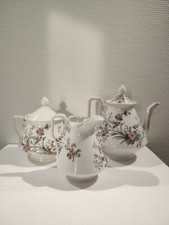 Coffee service, teapot, sugar, milk pot, porcelain, floral pattern